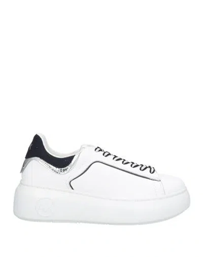 Armani Exchange Woman Sneakers White Size 7.5 Cow Leather, Polyamide, Elastane