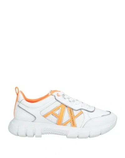 Armani Exchange Woman Sneakers White Size 9.5 Cow Leather, Polyester, Polyurethane Coated