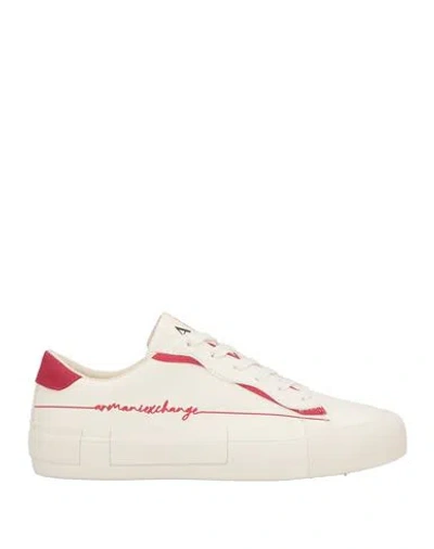 Armani Exchange Woman Sneakers White Size 7.5 Polyester In Neutral