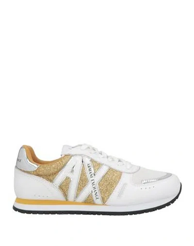 Armani Exchange Woman Sneakers White Size 6.5 Polyester, Polyurethane Coated, Pet (polyethylene Tere