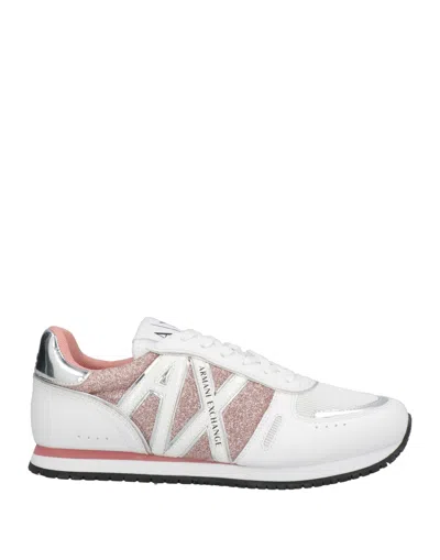 Armani Exchange Woman Sneakers White Size 7.5 Polyester, Polyurethane Coated, Polyurethane, Pet (pol