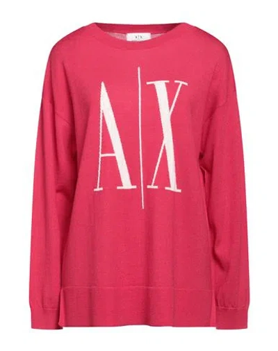 Armani Exchange Woman Sweater Garnet Size M Virgin Wool, Wool, Polyamide In Pink