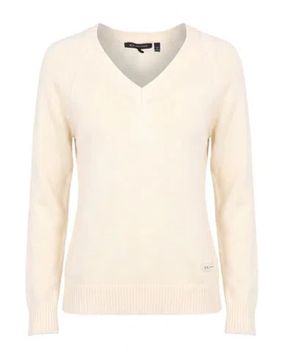 Armani Exchange Woman Sweater Ivory Size L Virgin Wool, Acrylic, Cotton In Neutral