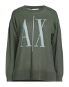 Armani Exchange Woman Sweater Military Green Size S Virgin Wool, Wool, Polyamide