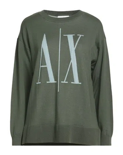 Armani Exchange Woman Sweater Military Green Size S Virgin Wool, Wool, Polyamide