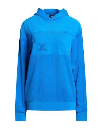Armani Exchange Woman Sweatshirt Azure Size M Cotton, Polyester, Elastane In Blue