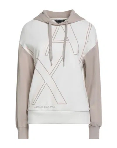 Armani Exchange Woman Sweatshirt Beige Size L Cotton, Polyester In Sand