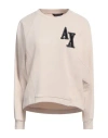 Armani Exchange Woman Sweatshirt Beige Size L Cotton, Polyester, Elastane In Beige