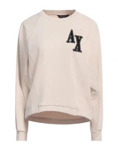ARMANI EXCHANGE ARMANI EXCHANGE WOMAN SWEATSHIRT BEIGE SIZE L COTTON, POLYESTER, ELASTANE
