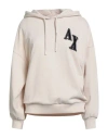 Armani Exchange Woman Sweatshirt Beige Size L Cotton, Polyester, Elastane In Neutral