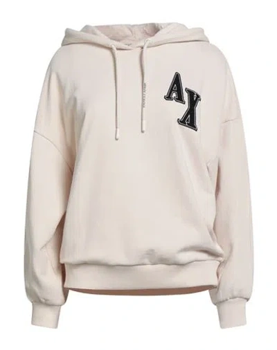 Armani Exchange Woman Sweatshirt Beige Size L Cotton, Polyester, Elastane In Neutral