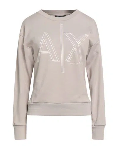 Armani Exchange Woman Sweatshirt Beige Size M Cotton, Polyester, Elastane In Gray