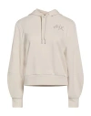 Armani Exchange Woman Sweatshirt Beige Size Xs Cotton, Elastane In Neutral