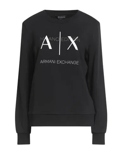 Armani Exchange Woman Sweatshirt Black Size L Cotton, Elastane