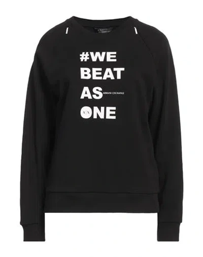 Armani Exchange Woman Sweatshirt Black Size L Cotton, Polyester, Elastane