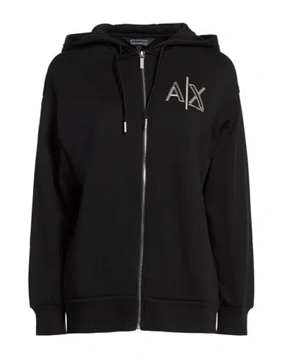 Armani Exchange Woman Sweatshirt Black Size L Cotton, Polyester, Elastane