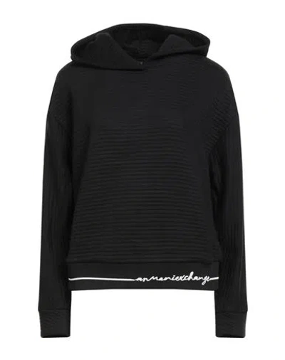 Armani Exchange Woman Sweatshirt Black Size L Polyester, Cotton