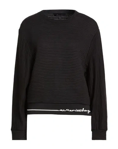 Armani Exchange Woman Sweatshirt Black Size L Polyester, Cotton