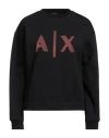 Armani Exchange Woman Sweatshirt Black Size L Polyester, Cotton