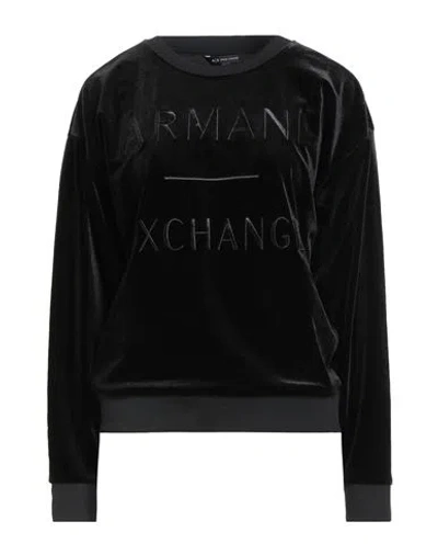 Armani Exchange Woman Sweatshirt Black Size L Polyester, Elastane