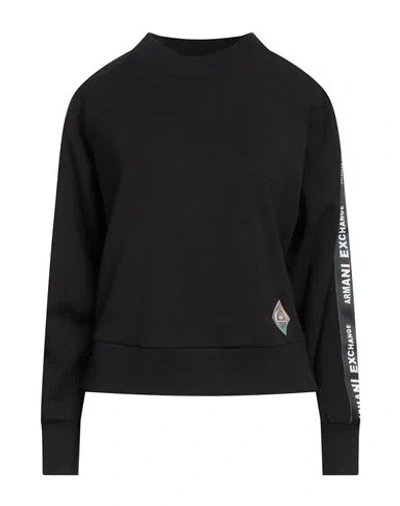Armani Exchange Woman Sweatshirt Black Size L Polyester, Modal, Elastane, Cotton