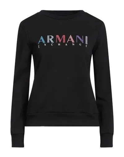 Armani Exchange Woman Sweatshirt Black Size L Organic Cotton
