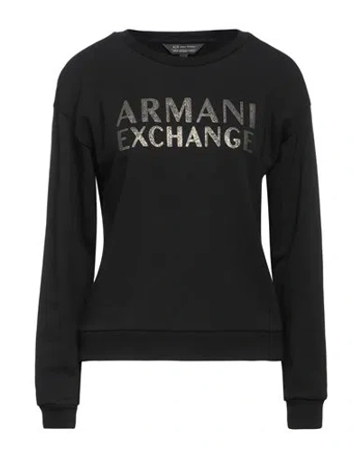 Armani Exchange Woman Sweatshirt Black Size S Cotton, Elastane