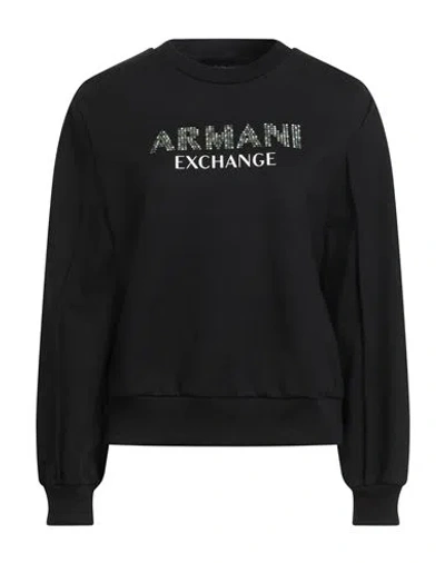 Armani Exchange Woman Sweatshirt Black Size S Cotton, Polyester, Elastane