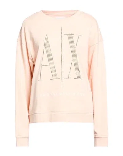Armani Exchange Woman Sweatshirt Blush Size L Cotton, Elastane In Pink