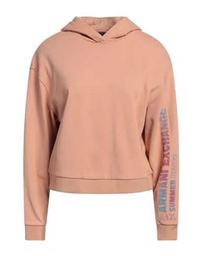 Armani Exchange Woman Sweatshirt Blush Size L Cotton, Polyester, Elastane In Pink