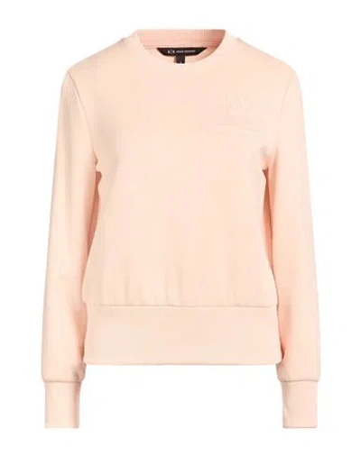 Armani Exchange Woman Sweatshirt Blush Size L Polyamide, Viscose, Elastane In Pink