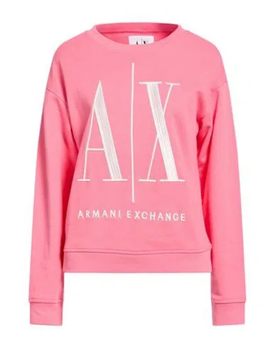 Armani Exchange Woman Sweatshirt Coral Size L Cotton In Pink