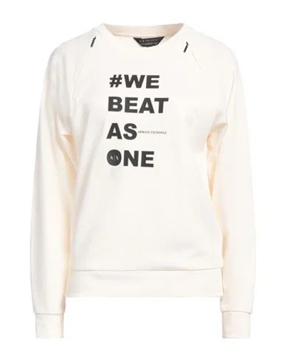 Armani Exchange Woman Sweatshirt Cream Size L Cotton, Polyester, Elastane In White