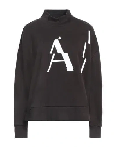 Armani Exchange Woman Sweatshirt Dark Brown Size M Cotton, Elastane
