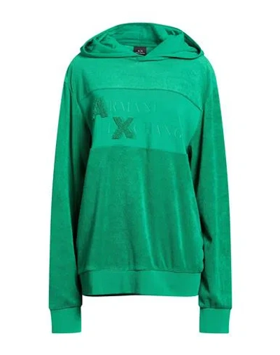 Armani Exchange Woman Sweatshirt Green Size L Cotton, Polyester, Elastane