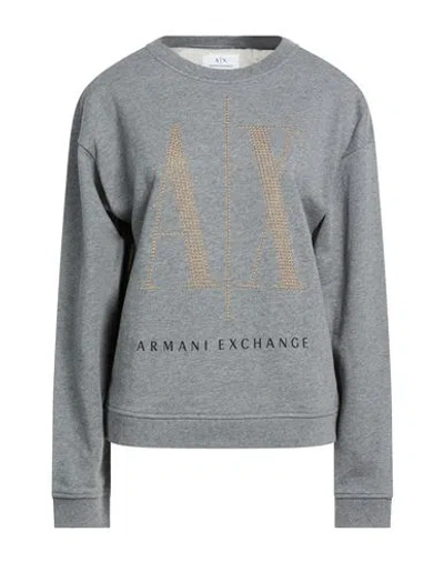 Armani Exchange Woman Sweatshirt Grey Size L Cotton, Elastane In Gray