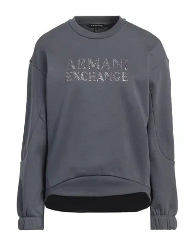 Armani Exchange Woman Sweatshirt Grey Size L Cotton, Polyester, Elastane