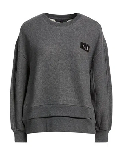 Armani Exchange Woman Sweatshirt Grey Size L Cotton, Polyester In Gray