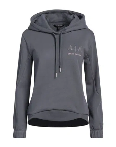 Armani Exchange Woman Sweatshirt Lead Size M Cotton, Polyester, Elastane In Grey