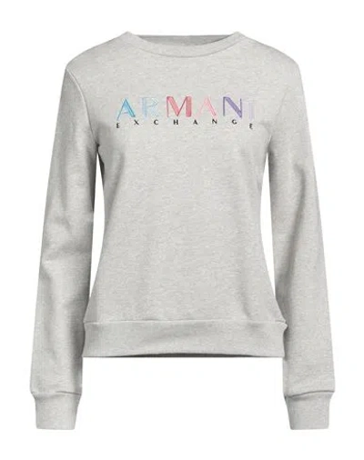 Armani Exchange Woman Sweatshirt Light Grey Size L Organic Cotton