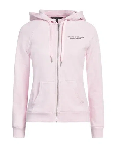 Armani Exchange Woman Sweatshirt Light Pink Size S Cotton, Polyester, Elastane