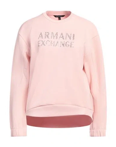 Armani Exchange Woman Sweatshirt Light Pink Size Xs Cotton, Polyester, Elastane