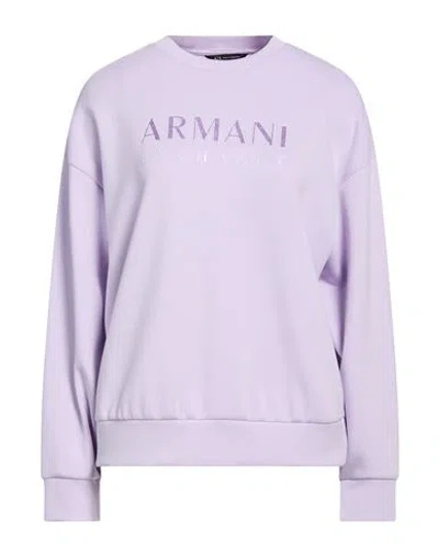Armani Exchange Woman Sweatshirt Lilac Size M Polyamide, Viscose, Elastane In Purple