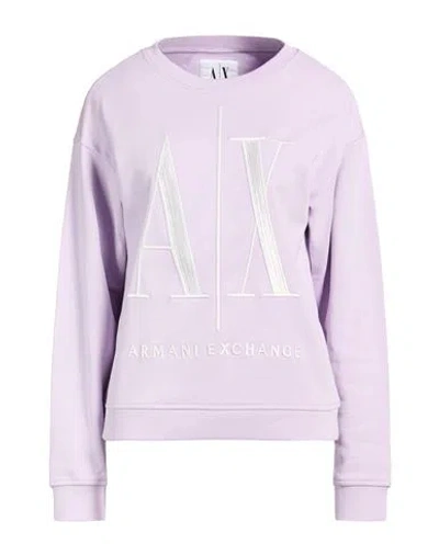 Armani Exchange Woman Sweatshirt Lilac Size S Cotton, Elastane In Purple