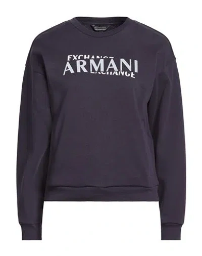 Armani Exchange Woman Sweatshirt Midnight Blue Size L Cotton, Elastane
