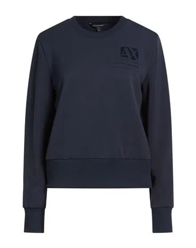 Armani Exchange Woman Sweatshirt Midnight Blue Size L Polyamide, Viscose, Elastane