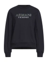 Armani Exchange Woman Sweatshirt Midnight Blue Size M Cotton, Polyester, Elastane In Black