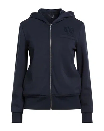 Armani Exchange Woman Sweatshirt Midnight Blue Size S Polyamide, Viscose, Elastane