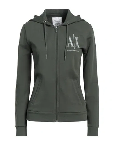 Armani Exchange Woman Sweatshirt Military Green Size L Cotton, Elastane In Black