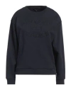 Armani Exchange Woman Sweatshirt Navy Size S Cotton, Elastane In Navy